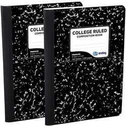 Emraw Black & White Marble Style Cover Composition Book with 100 Sheets of College Ruled White Paper (2 Pack)
