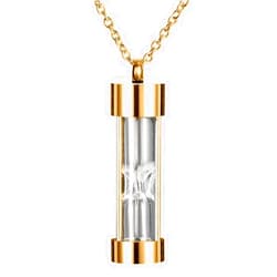 STARTONECO Time Memory Hourglass Glass Cremation Jewelry Urn Necklace for Ashes Urn Jewelry Cremation Jewelry Keepsake Memorial (Glass-Silver)