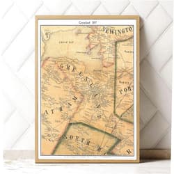 MG Global Historical Poster of Old Greenland 1857 New Hampshire Great Bay Rockingham County NH| 11x17 12x18 16x24 24x36 Unframed Print Wall Art for Gift | Vintage Antique Rustic Home Office Decor