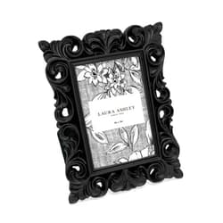 Laura Ashley 2x3 Black Vintage Inspired Resin Scroll Design Picture Frame with Thin Border, Horizontal & Vertical for Tabletop and Wall Display, Home Décor (2x3, Black)