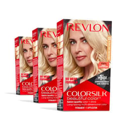 Revlon Permanent Hair Color, Permanent Blonde Hair Dye, Colorsilk with 100% Gray Coverage, Ammonia-Free, Keratin and Amino Acids, Blonde Shades (Pack of 3)