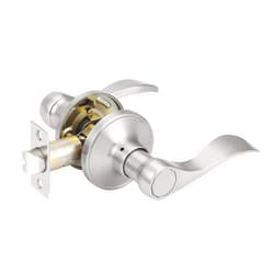 Probrico Wave Passage Door Lever Satin Nickel Keyless Handle for Hall and Closet, Interior Non-Locking Leverset