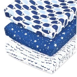 The Peanutshell Baby Girl or Boy Changing Pad Covers Set of 3 - Ultra Soft Baby Changing Pad Cover - Fits Standard Changing Table Pads, Durable, Machine Washable Sheets - Nautical Whale