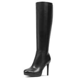 Lumeheel Black Knee High Boots Women - Platform Pointed Toe Stiletto Heel Suede Tall Boots for Fall Winter