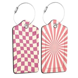DEMACYA Abstract Colorful Twisted Checkered 2 PCS Luggage Tags, Fintie Privacy Cover ID Label with Stainless Steel Loop and Address Card for Travel Bag Suitcase