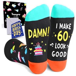 HAPPYPOP 60th Years Old Birthday Gifts - Gifts for Guys in Their 60s, 60th Birthday Socks for Men Women, Gift Ideas for 60 Year Old Man Woman