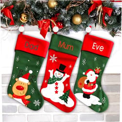 Custom Personalized Christmas Stocking - Santa Stocking - Embroidered Name - Large 18.5inch, Traditional Red and Green, Family Holiday Season Decor