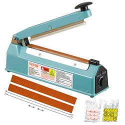 VEVOR Impulse Sealer 8 inch, Manual Heat Seal Machine with Adjustable Heating Mode, Iron Shrink Wrap Bag Sealers for Plastic Mylar PE PP Bags, Portable Poly Bag Sealing Machine with Extra Replace Kit