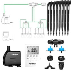 VIVOSUN Professional Automatic Drip Irrigation Kits, 15W Output, All in One Professional Grow Kit- Includes Pump, Timer and Regulator, 8 Drip Emitters Garden Plant Watering System Indoor Outdoor