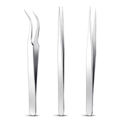 Mudder 3 Pieces Straight Pointed Tip Tweezers Isolating Tweezers Eyelash Extensions Tweezers Lash Tweezers Pointed Blackhead Remover Precision Eyebrow Splinter (Delicate Style, 5.51 x 5.31 x 4.8 Inch)