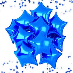 FEYG Blue Star Foil Balloons, 18 Inches for Helium, 10 Pcs Blue Birthday Balloons for Party, Graduation, Wedding, Anniversary, Baby Shower Decorations