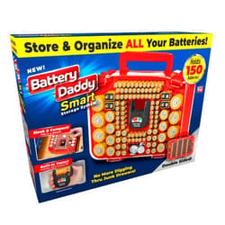 Ontel Battery Daddy Smart - Battery Organizer Storage Case with Tester, Stores & Protects Up to 150 Batteries, Clear Locking Lid, As Seen On TV, Smart - 150 Batteries (BADAS-MC4)