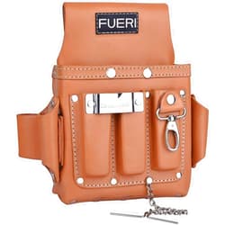 FUERI Professional 4 Pocket Electrician Tool Pouch Tool Bag Tool Kit | High Grade Premium Leather, Riveted Reinforcement Organizer Tool Holder | Carpenters Tool Pouch 4 Pockets