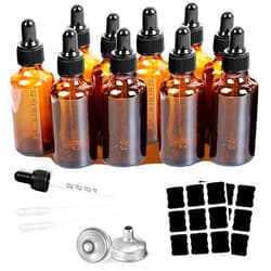 Z-synka 10 Pack 2 Oz Amber Glass Bottles with Dropper, UV Protection, for Essential Oils, Serum, Liquids