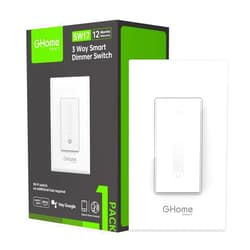 GHome Smart 3 Way Dimmer Switch, 3 Way Smart Switch for Light Compatible with Alexa, Google Assistant, Neutral Wire Needed, 2.4GHz WiFi Light Switch, UL Certified, No Hub Required, White