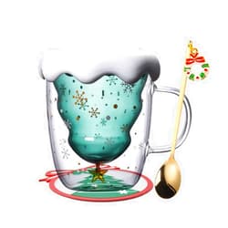 Binoster Cute Mugs Christmas Coffee Mug, Tea Cup, Milk Cup Glasses Double Wall Insulated Glasses Espresso Cup, Best Christmas for Women,Men,Kid, Office and Personal
