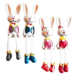 ABOOFAN 4pcs Easter Bunny Shelf Sitters with Dangling Legs, Easter Bunny Figurines Rabbit Shelf Sitters Statue Easter Sculpture Easter Decoration for Window Home Decor