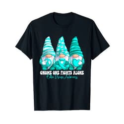Batten Disease Awareness Month Teal Ribbons Batten Disease Awareness Month Teal Ribbon Gnomies Support T-Shirt
