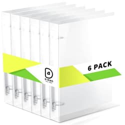 Crtiin 6 Pack Plastic 3 Ring Binder Clear 3 Holes Binder Notebook Covers, Snap Button Closure Refillable Notebook D/O Ring Binders Cover Protector for Teachers Students Gifts (D Ring,1 Inch)