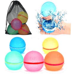 98K Reusable Water Balloons 6Pcs with Mesh Bag, Self Sealing Silicone Ball Latex-Free, No Clean Hassle, Easy to Fill, Summer Water Toys Swimming Pool Beach Park Yard Outdoor Games Party Supplies