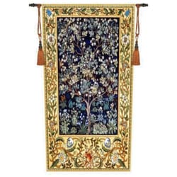 Aubelin Tapestry Long Blue William Morris Tree of Life Fine Art Tapestry Wall Hanging Size 63