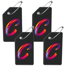 Yoiilifee 4 Pack Initial Luggage Tag for Suitcase, Colored Letter Silicone Bag Tags Identifiers Privacy Cover ID Label with Durable Steel Loop for Women Men Kids Girls Travel, Letter C