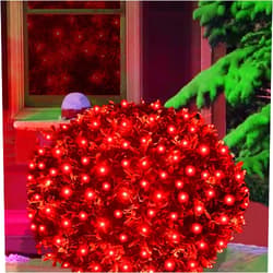 HISHINY LED Red Christmas Net Lights Outdoor,6ftx6ft 144LED Green Wire, Connectable Indoor Outdoor Bush Mesh Net Lights String for Halloween Christmas Party,Shrub,Yard,Tree（Red）