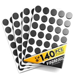 FINDMAG 140 Pcs Round Magnets with Adhesive Backing, Flexible Self Adhesive Magnets for Crafts, Small Sticky Magnetic Dots for Hanging Light Objects, DIY, School, Office, Home