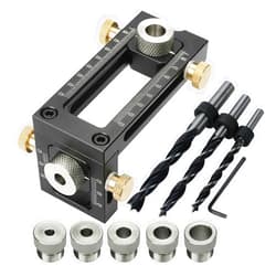 Nachar Self Center Dowel Jig Kitï¼Œ 2-in-1 Adjustable Woodworking Drilling Puncher Locator with 6/8/10/12/15mm Pin Fixture Woodworking Joints Tools Drilling Guide Set for Home Professionals