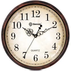 Geevon Retro Silent 12 Inch Wall Clock Non Ticking, Rustic Vintage Clock Quartz Decorative, Battery Operated Wall Clock for Kitchen/Office/Classroom/Bedroom/Living Room Decor