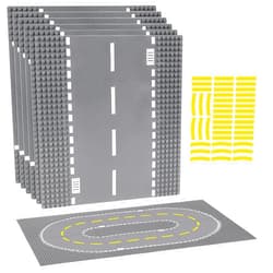 Pokiiulk 6 Pack Road Baseplates for Building, Compatible with Lego Classic Bricks, 10” x 10” Baseplates Fits for Lego Roads, Road Base Plates for City Sets (Attached DIY Stickers)