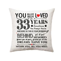 Aconesong 33th Birthday Throw Pillow Cover Deocr 33th Birthday Gift for Women Men Birthday Decoration Gifts for 33 Years Old Parents Auntie Sister Brother Best Friend Appreciation Gifts 45 x 45 cm (33)