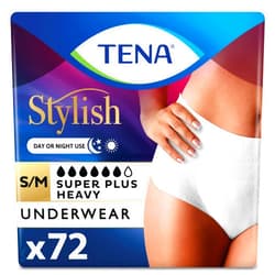TENA Incontinence Underwear for Women, Super Plus Absorbency, Stylish, Small/Medium - 72 Count