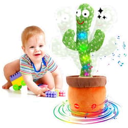 YongZan Kids Dancing Talking Cactus Toys for Baby Boys and Girls, Talking Sunny Cactus Toy Electronic Plush Toy Singing, Record & Repeating What You Say with 120 English Songs and LED Lighting for Home Decor