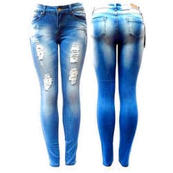 JEANS FOR LOVE J&C 1826 Womens Blue Denim Stretch Jeans Destroy Skinny Ripped Distressed Pants