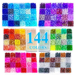 XSEINO About 7200PCS 6mm Glass Beads Bracelet Making Kit,144 Assorted Colors Crystal Glass Beads for Bracelet and Jewelry Making and DIY Crafts,Friendship Gifts,to Give to Friends, Family