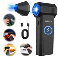 SEANCHEER Jet Dry Blower, 130000RPM Compressed Air Duster, 3 Gear Adjustable Electric Air Duster, Jet Fan Mini Blower for Car Dry, Cordless Air Duster for Computer/Keyboard Cleaning, Yard Cleanup.