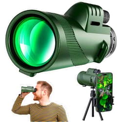 Manzelun Smartphone Monocular Telescope,12X Mangnification 50mm Objective Lens Phone Telescope HD 80x100 Zoom Portable Monoculars with Adapter Tripod for Hunting Bird Watching Hiking Travel Camping