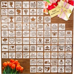 Teling 80 Pcs Mother's Day Stencils Father's Day Reusable Painting Mom Cookie Stencils Plastic Artists Drawing Mom Letter Templates Mold Tools for Party Painting Cake Baking Dessert