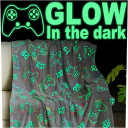 Jekeno Glow in The Dark Gaming Blanket Gamer Game Controller Throw Gift Toys for Kids Boys Teen Son Adults Gamepad Presents Easter Birthday Christmas Bedroom Decor Luminous Blanket Grey 50