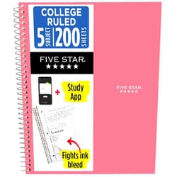 Five Star Spiral Notebook + Study App, 5 Subject, College Ruled Paper, 8-1/2