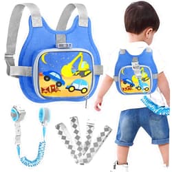 Accmor Toddler Harness Leash + Reflective Anti Lost Wrist Link, Cute Car Kids Back Pack with Hand Strap Collapsible Child Walking Restraint Belt Tether Hold Baby Boys Close for Outdoor Travel