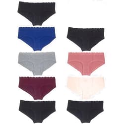White Ivy 10-Pack Womens Lace Underwear Hipster Panties Cotton-Spandex, Sexy Female Underwear, Solid Colors