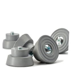 Qualihome Door Stopper Replacement Rubber Tips - Ribbed Rubber Foot Door Stop Tips for Kickdown/Drop Down Door Stop Holder - Pack of 5 Durable Rubber Door Stoppers with Screws - Grey