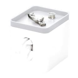InterDesign iDesign Cade Facial Tissue Cover, Boutique Box Bathroom Holder for Vanity, Countertops, Desk, Office, Dorm-Matte White/Gray