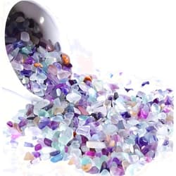 Wanwanzi 1lb Fluorite Aquarium Gravel Rocks - Natural Tumbled Healing Crystal Chips - Bulk Gemstones for Fish Tank Decor - Fountain Vase Filler Planters - for Potted Plants