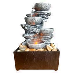 Hippie Hype 4 Tier LED Tabletop Fountain, Indoor Waterfall, Lights Up, Battery Operated