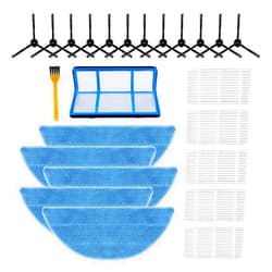 KEEPOW 24 Pack Replacement Part Accessories Kit Compatible with ILIFE V3 V3s V3s Pro V5s V5s Pro Robot Vacuum Cleaner, 12 Side Brush + 1 Primary Filter + 5 Microfiber Pad + 5 HEPA Filter