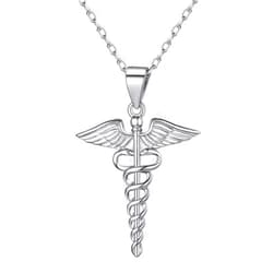 ChicSilver Nofade Silver Caduceus Symbol of Medicine Necklace 925 Sterling Silver Pendant Necklace for Doctor or Nurse Perfect Holiday Gift Jewelry Gift