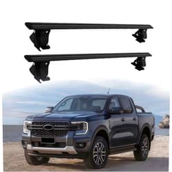 HawkstoneGroup 2Pcs Aluminum Alloy Lockable Crossbar fits for Ford Ranger 2019-2023 2024 2025 Cross Bars Holder Car Roof Rail Rack Luggage Cargo Carrier (Black)